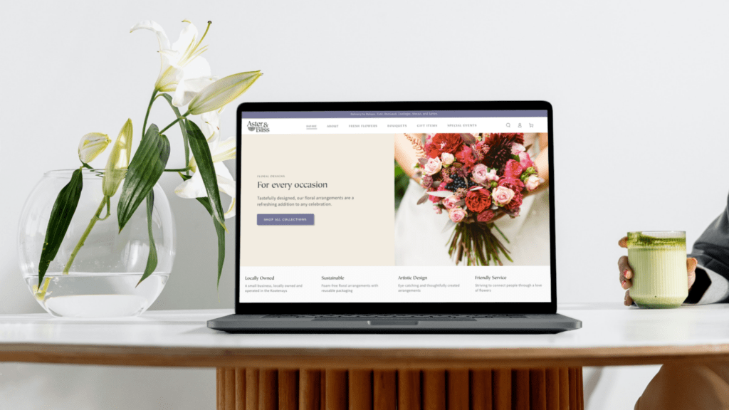 Aster and Bliss homepage mockup