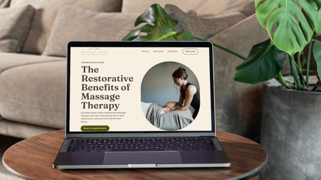 Michelle Landry RMT website homepage mockup