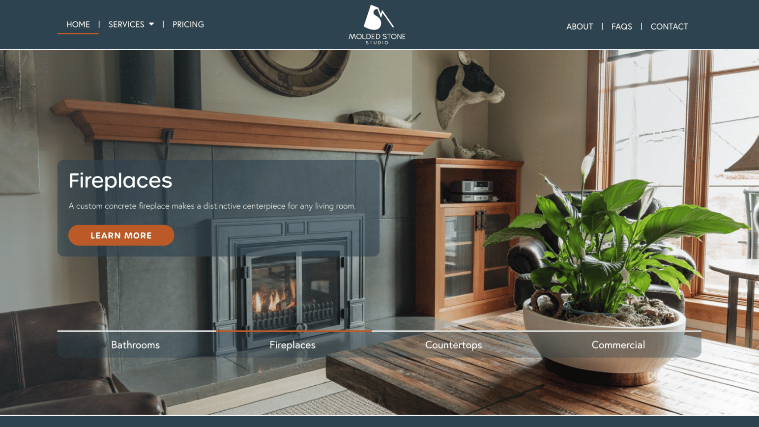 Molded Stone Studio website homepage mockup