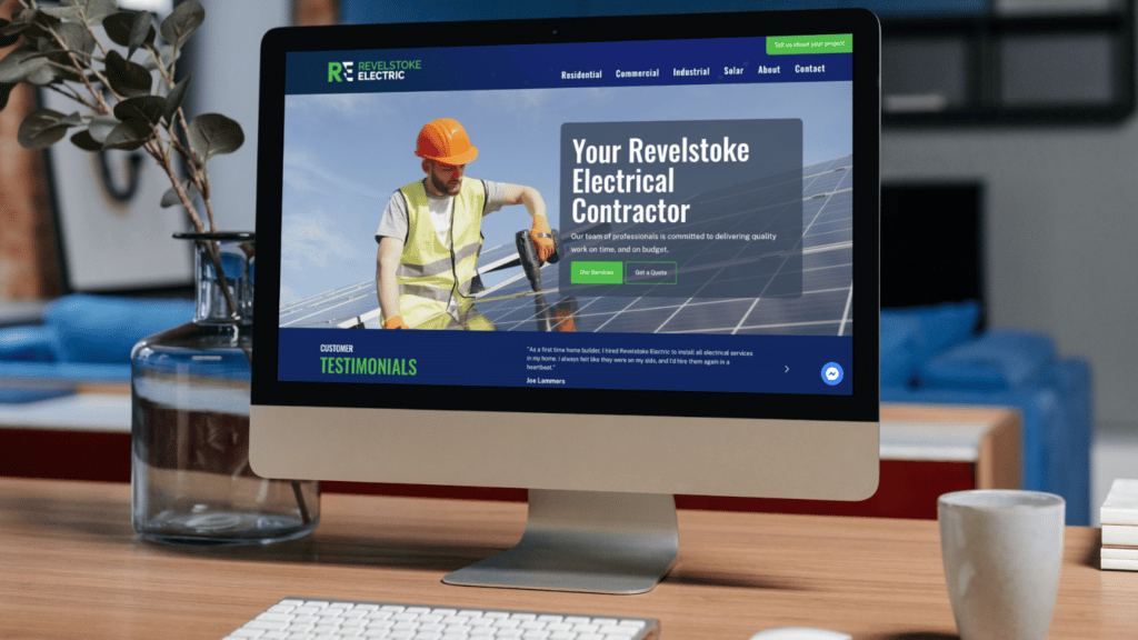 Revelstoke Electric website homepage mockup